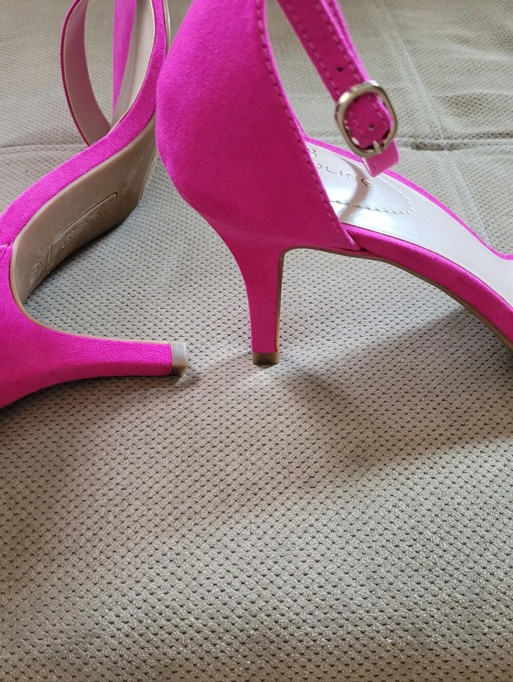 Beautiful Pink Ankle Strap Heels, 3  Size 9 1/2 Great Condition